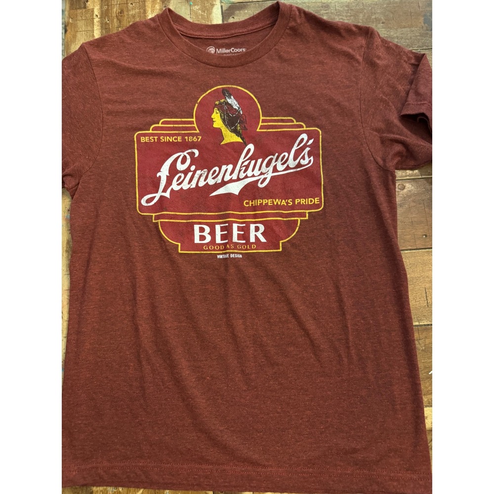 Leinenkugels Beer Graphic T-Shirt Mens Small Maroon Vintage Design MillerCoors